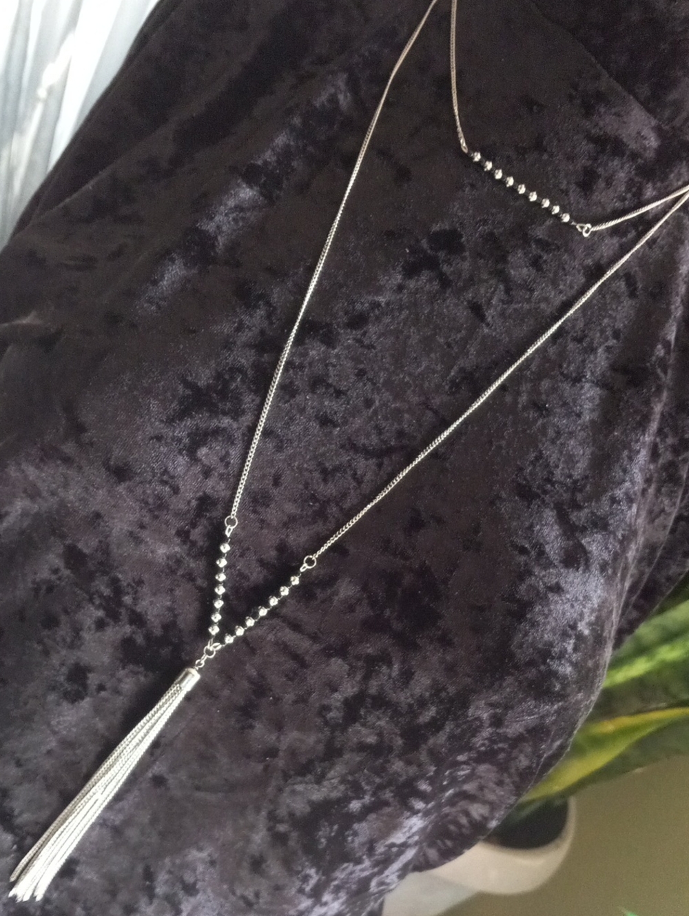 Express Silver-Tone Layered Tassel Necklace